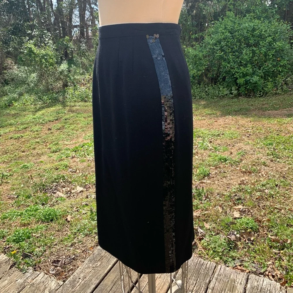Vintage Wool Sequin Pencil Skirt - Picture 1 of 12